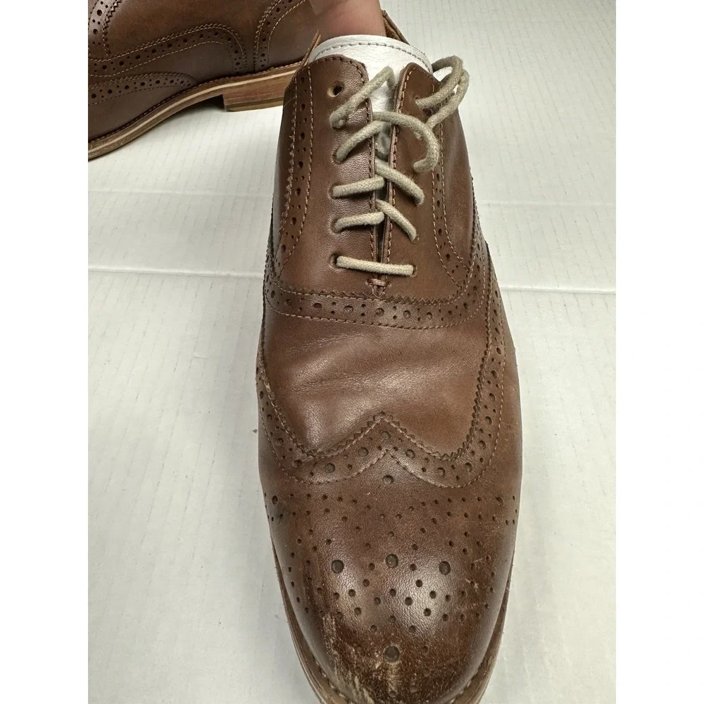 Warfield & Grand Men's Sz 9 Wing Tip Oxfords Roy 63606 Brown Dress See Pics